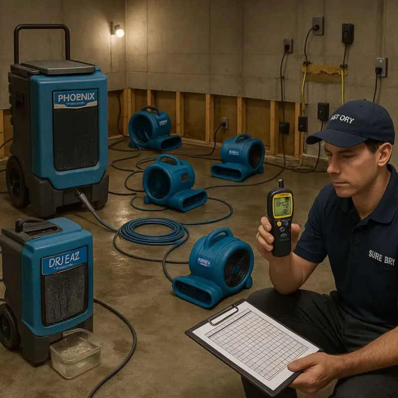 Structural Drying and Dehumidification process in Centerburg, OH